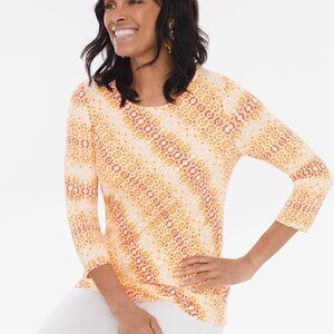Chico's Dreamy Drops Back-Detail Orange Top